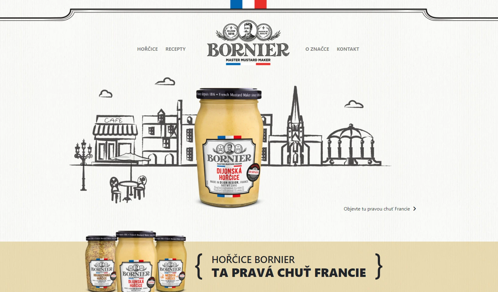 Webové stránky pro značku hořčic Bornier